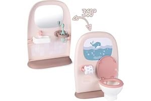 Smoby - Baby Nurse - Toilettes - pour Poupons et Poupées Jusqu'à 42 cms - Apprentissage de l'Hygiène - Lavabo et Brosse à Dents - Livret Educatif Inclus - A Partir de 3 Ans - Fabrication Française
