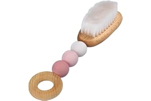 PARSA BEAUTY PARSA Baby Spazzola per la cura dei capelli con capelli di capra in legno di faggio certificato FSC® per la cura dei capelli fini del bambino e del cuoio capelluto sensibile in rosa
