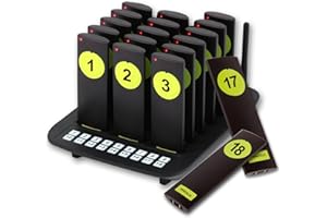 WNKRUN Restaurant Pager System 18 Pagers Wireless Paging Buzzer 500m Social Distancing Buzzer Calling System for Restaurant Food Truck Cafe Hotel