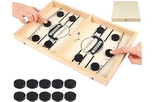 EHIOG Fast Sling Puck Game, Gioco da Tavolo da Hockey, Gioco di Hockey in Legno, Tabella Desktop Battaglia 2 in 1 Gioco Hockey di Interazione Adatto per attività Familiare, Super Winner