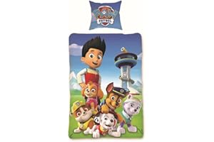 SMARTSF Tex Idea 195009 Juego de ropa de cama reversible de La Patrulla Canina, 135 x 200 cm y 80 x 80 cm, 100% algodón, linón