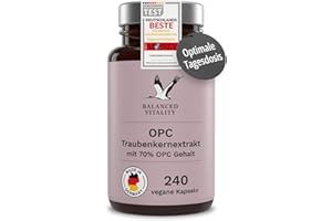‎BALANCED VITALITY OPC Traubenkernextrakt - 240 vegane Kapseln - Optimale Tagesdosis: 500 mg Extrakt je Kapsel - Laborgeprüft - 8 Monate Vorrat - Ohne Zusatzstoffe - Balanced Vitality