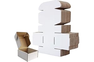 RLAVBL 25 Pack 102x102x51 mm (4x4x2 in) Small Shipping Boxes White Corrugated Cardboard Box for Packing Mailing
