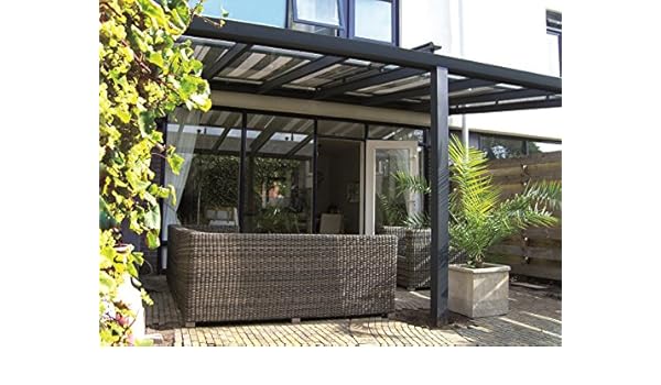 High Quality 300 X 300 Cm Aluminum Patio Roofing Trendline Optionally With 16 Mm Polycarbonate Acrylic Roofing Incl Mounting Material Complete Kit Available In Anthracite Or White Also Usable As Carport Made In Germany Aluminium