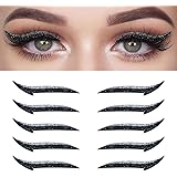 Zeayebsr Adesivi per eyeliner, 5 paia di adesivi per eyeliner argento, adesivi per eyeliner riutilizzabili, facili da applica
