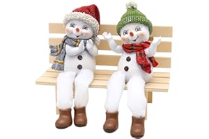 Dekohelden24 Snow Kids, czapka i szalik w kolorze czerwono-zielonym, zestaw 2 szt., dł./szer./wys. 8 x 5 x 17 cm, nogi z materiału na krawędziach, 17 cm