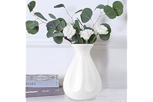 DOUBLECARE Vaso per Fiori Moderno Vasi in Plastica Dall'Aspetto Ceramico Infrangibile Decorativi Interno Vaso per Piante Decorazioni per la Cucina, Soggiorno, Tavolo, Casa, Ufficio (DBianco)