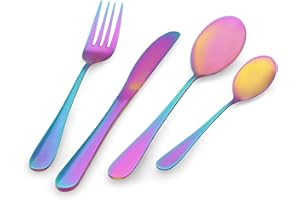 PINTINOX Prima Collection, Set da 24 Posate Serie Dream Rainbow, Acciaio Inox, Colore: Arcobaleno, con Scatola Regalo (6 persone)