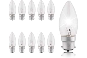 BUZZSPARK Candle Bulb Bayonet Cap B22, B22 Candle Bulb 40W, 10 Pack Light Bulbs, 230V