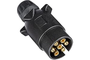 DARKGUARD Fiche 7Broches Remorque,1 Pièce Prise Mâle Attelage 7Broches 12v,Adaptateur Prise Mâle Remorque Camion 7broches,ISO172,Étanche Prise Attelage Male 7broches pour Voiture,Caravane (DG7PS-1)