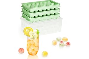 TRILINK 3er-Pack Eiswürfelform kugel mit Deckel und Eiswürfelbox, für 99PCS 2,2cm Runde Eiswürfel, Non-BPA Eiswürfelbehälter Rund mit Behälter, Ball Ice Cube Tray, Eiskugelform für Cocktail Whiskey Getränke