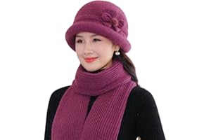 ZiaWorld 3 Pcs Hat Scarf Gloves Set Women's Bucket Hat Neck Warmer Thermal Gloves, Soft Velvet Warm Winter Cap Sets for Ladies, Cold Weather Accessories