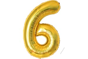 MACLUNAR Palloncino Compleanno Numero 6 Oro,101 CM Palloncino Numero 6 Foil Gigante,Decorazioni Feste di Compleanno Palloncino,Vola con l'Elio