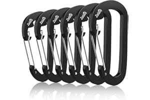Zalava Wiregate Karabiner Schnellverschluss, mit 10kN Schwerlast, aus Flugzeug Alu, D Form Clip Set für Camping, Wandern, Angeln, 6 pcs