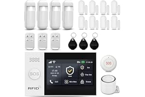 XNH Kabelloser Hausalarm, kabelloses Alarm-Set mit Sirene 120 dB, intelligente Fernbedienung, Spracheinladung, LCD-Display, Sicherheit für zu Hause, Büro (XNH-107F-EU-E)