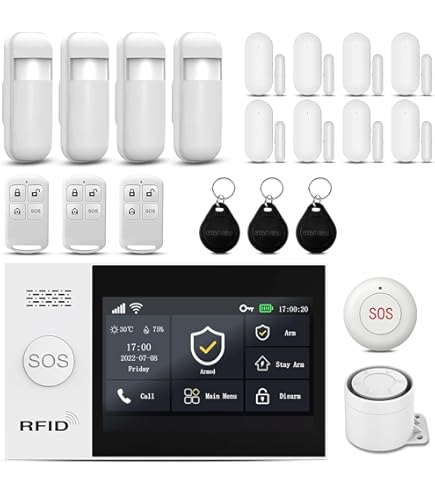 XNH Draadloos huisalarm, draadloze alarmset met sirene 120 dB, intelligente afstandsbediening, spraakuitnodiging, lcd-display, veiligheid voor thuis, kantoor (X108S-EU-E XNH Draadloos huisalarm, draadloze alarmset met sirene 120 dB, intelligente afstandsbediening, spraakuitnodiging, lcd-display, veiligheid voor thuis, kantoor (X108S-EU-E