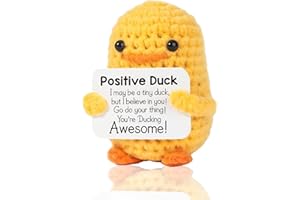 HAVIRI Positive Duck Gifts, Funny Positive Crochet Animals Emotional Support Gift with Positivity Affirmation Cards, Mini Cute Encouraging Gift for Friend Classmate Kids Family