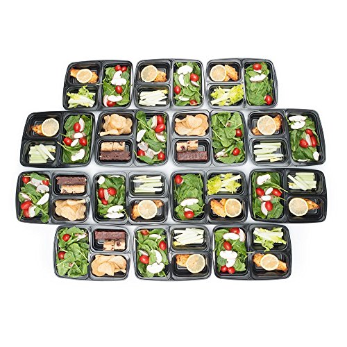 „“14-teiliges““ Frischhaltedosen Set stapelbar Top 1 Bestseller Lebensmittelbehälter mit 3 Fächer Trennwand Lebensmittelbox mit Deckel Mikrowellengeschirr Frischhaltebox Set spülmaschinenfest Lebensmittelbehälter Lunchbox mit Fächern für Portionskontrolle für Weight Watchers Frischhaltedosen 100% BPA frei Gesundes Essen für Kinder und Erwachsene - 3