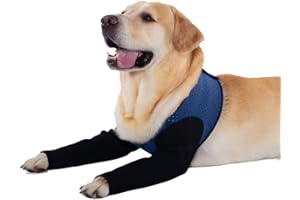Coodeo Dog Recovery Cuffs, An Alternative to the Neck Cone, Abrasion-Resistant Dog Recovery Clothing, Washable and Waterproof, Prevents Animal from Licking and Biting Wounds (Blue, S