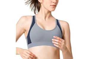 Yvette Soutien Gorge de Sport Femme Dos Croisé Maintien Élevé Grande Taille Brassière sans Armature avec Coussinets Course Tennis Fitness