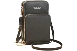 LeLuna Boutique Touch Screen Crossbody Mobile Phone Bag, Women's Zipper Around Coin Purse, Mini Multi Layer Shoulder Bag