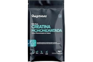 WEIGHTWORLD Creatina Monohidratada en Polvo 1kg/1000g para 330 Días - 100% Puro, Factor de Malla 200, 100% Monohidrato de Creatina Micronizada - Sin Sabor, Vegana, Sin Estearato de Magnesio, Cuchara Incluida