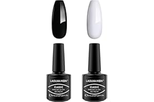 LAGUNAMOON Gel Nail Polish - Black & White Gel Polish Classic Colours Set, Soak off UV Nail Polish Gift Set for DIY Manicure and Salon Use 2 x 8ml