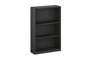 Furinno JAYA Simple Home Bücherregal mit 3 Ebenen und verstellbarem Regal, Schwarzholz, Schwarz