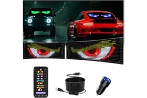 JDVOOTD Devil Eyes Light Car Sign - 2PCS 15" X 4" Full Color LED Sign Screen for Windshield - Large Programmable Flexible LED Screen -Scrolling Led Light Sign for Car Window APP Control