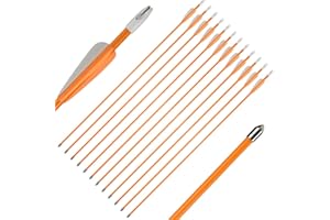 Huntingdoor flèches en Fibre de Verre 26/28 Pouces tir à l'arc flèches de Chasse flèches de ciblage pour d'entrainemen Débutants Cadeaux du tir Sportif (Lot de 12)