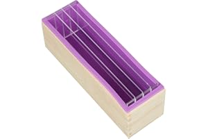 AOFOX Stampi per sapone in silicone, stampo per sapone in silicone da 1200 ml / 42 once con scatola di legno e divisori acrilici per la produzione di pioli fai-da-te, produzione di sapone fatto a mano