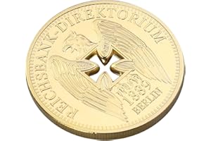 Amosfun Pièces commémoratives de banque impériale allemande plaquées or - Croix d'Allemagne - Aigle - Pièces de collection