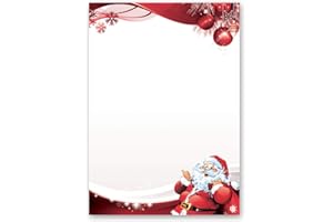 PAPER-MEDIA 20 fogli di carta da lettera decorati LETTERA A BABBO NATALE DIN A4