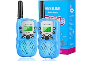 Nestling Walkie-Talkies für Kinder, 8 Kanäle 2-Wege-Radio-Spielzeug mit Hintergrundbeleuchtung, LCD-Taschenlampe, 3KM Reichweite für 3–12 Jahre alte Jungen und Mädchen (Blau, 2 Stück)