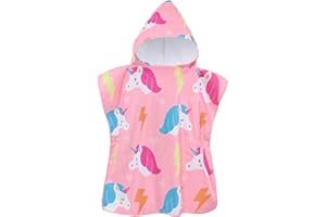 DKDDSSS Hooded Poncho Towels for Kids, Children Beach Towel, Swimming Bath Towels for Children, Beach Changing Robe Bath Towel Poncho, for Boys Girls (60x60cm)