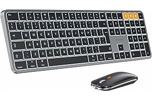 ProtoArc Backlit Bluetooth Keyboard and Mouse for Mac, KM100-A Full Size Wireless Keyboard Mouse for Mac, Multi-Device Rechargeable for MacBook Pro/Air, iPhone, iPad, Space Gray