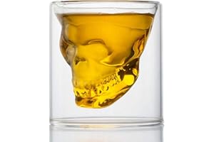HwaGui Cristal Transparent Verre Double Paroi Whisky Biere Vin Vodka Tasse Forme de Crâne Verre 250ml / 8.8 oz