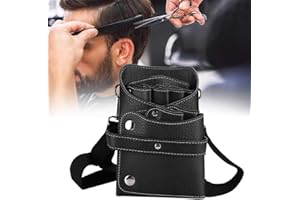 HURRISE Custodia Per Forbici Fondina Con Cintura Per Parrucchiere/Parrucchiere/Pettini Per Barbiere Strumenti Per Parrucchiere Custodia Per Cintura, Durevole Utile In Pelle Pu(Nero)