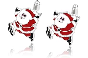 Bohue Santa Claus Cufflinks Alloy Christmas Cufflinks Winter Holiday Vintage Anniversary Cufflink Xmas Party Holiday Jewelry for Men