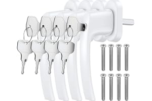 GETLITOOL 4PCS Poignées de Fenêtre Verrouillable à Clé en Aluminium Poignée de Porte de Balcon Windows avec 8PCS Vis 8PCS Clés pour Les Fenêtres Les Portes de Balcon ou de Terrasse Blanc
