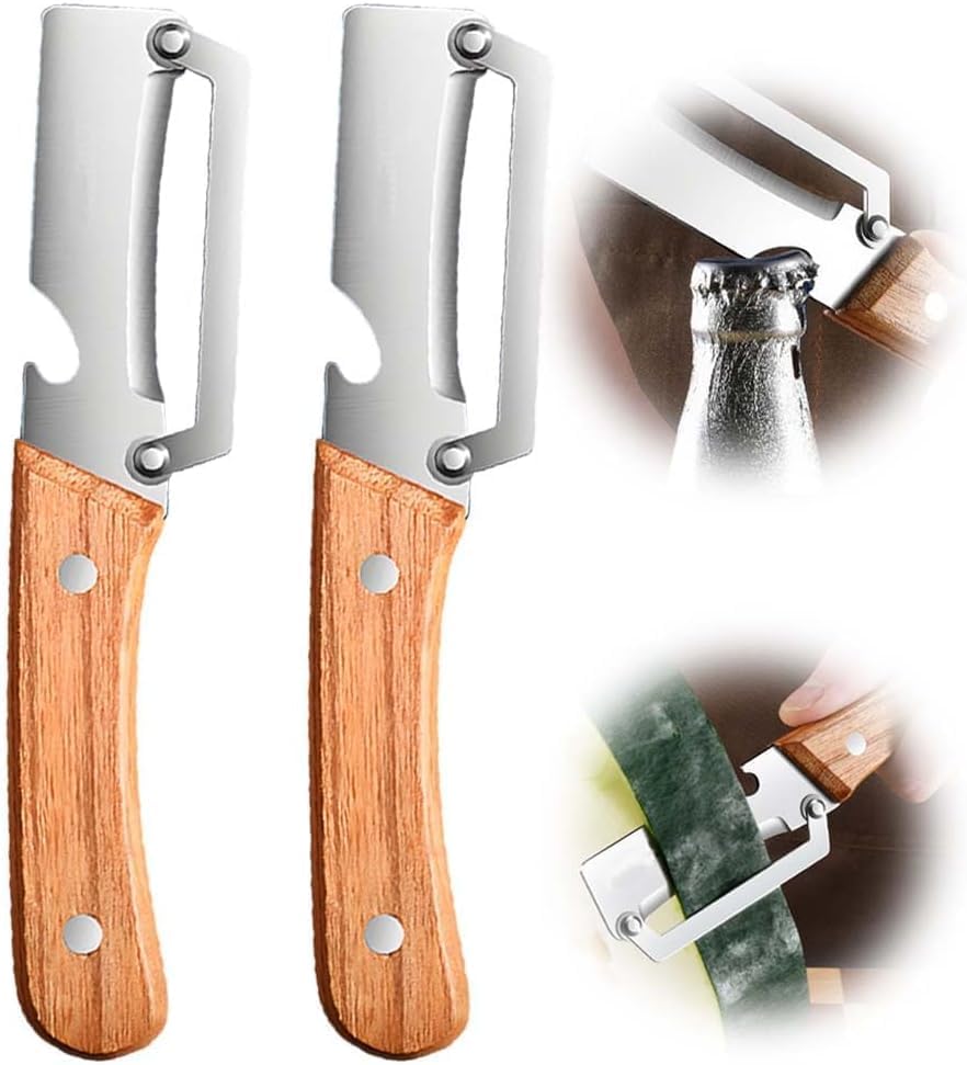 Pelador Verduras Multifunción, 2 en 1 para Cocina Hoja Acero Inoxidable Ultraafilada Pelador Profesional, Pelar Patatas, Zanahorias Abrir Botellas Vino Sin Esfuerzo (2 PCS)