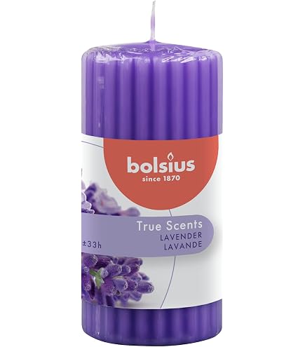 Bougie Aurora Amber Parfum Lavande - Finition Texturée Violette 6.8x13cm