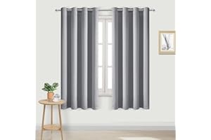 DWCN Blackout Curtains for Bedroom - Thermal Insulated Light Blocking Eyelet Window Curtains for Living Room 55 x 69 inch Length，Silver Grey，2 Panels