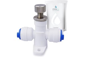 smardy Limitatore Manuale di Flusso dell'Acqua 1/4", Valvola di Regolazione del Flusso Quick-Connector per Tubo 1/4" (6,35mm) Filtro dell'Acqua Osmosi Inversa Frigorifero Side by Side