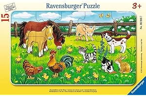 Ravensburger - Puzzle, Animali della Fattoria, Puzzle Incorniciati 15 Pezzi, Puzzle per Bambini, Età Consigliata 3+, 06046 7