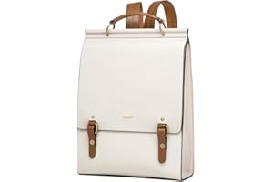 CNOLES Cnolés Business Backpack Women's Leather Elegant Daypack Waterproof Women's Backpack Handbags Backpacks for Women Anti-Theft Leather Backpack Women's Laptop City Backpack, Beige-2476, L, Casual