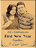 First Year Gift - Printed Engraved Wooden Photo Plaque (5x4 inches) by lakdiwala