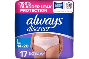Always Discreet Adult Incontinence & Postpartum Underwear For Women, Classic Cut, Size Large, Maximum Absorbency, Disposable, 17 Count