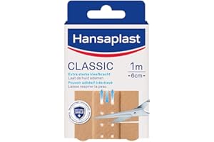 HANSAPLAST CLASSIC - Pansements Classic - Bandes à Découper - Pour Les Petites Plaies - Résistants à L'eau - Pouvoir Adhésif Elevé - Laisse Respirer la Peau - 10 Bandes 10 x 6 cm