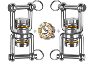 BeneLabel 2pcs Swing Swivel with Bearing, Swing Spinner 360 Rotating Hammock Chair Eye Hook Stainless Steel Yoga Rope/Aerial Hoop/Punching Bag Hanging Kit, D Shape Open Loop